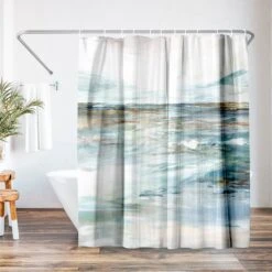 71x74 Abstract Shower Curtain With 12 Metal Grommets | Midnight Clear