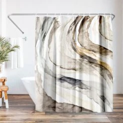 71x74 Abstract Shower Curtain With 12 Metal Grommets | Grey