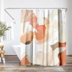71x74 Abstract Shower Curtain With 12 Metal Grommets | Modern Design