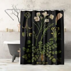 71x74 Botanical Shower Curtain With 12 Metal Grommets | Cuckoo Flower