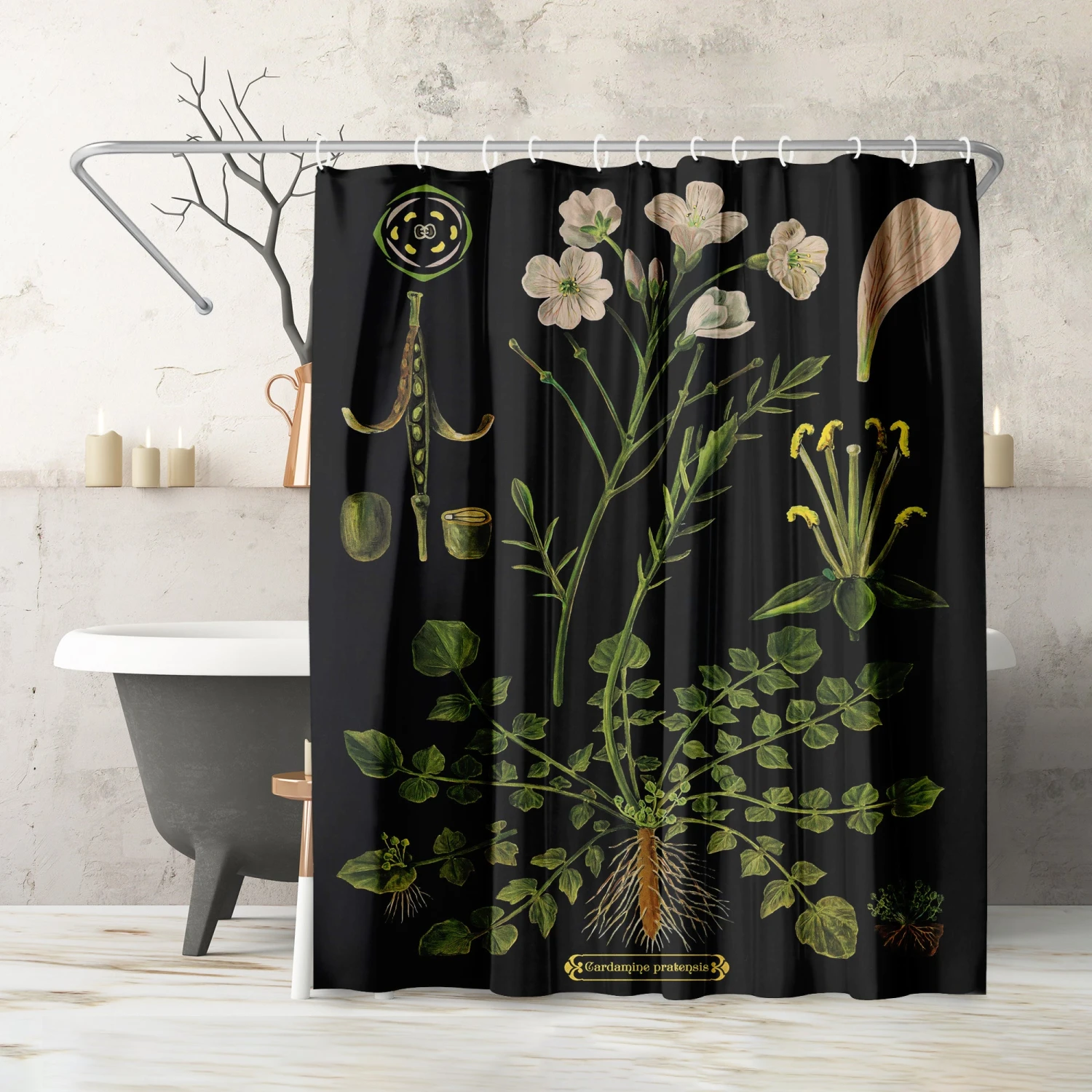 71x74 Botanical Shower Curtain With 12 Metal Grommets | Cuckoo Flower