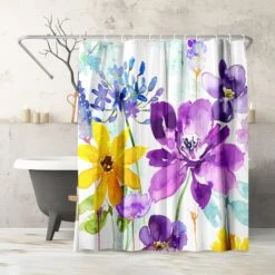 71x74 Floral Shower Curtain With 12 Metal Grommets | Vibrant Design