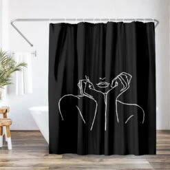 71x74 Decorative Shower Curtain With 12 Metal Grommets | Black