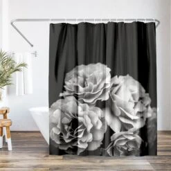 71x74 Floral Shower Curtain With 12 Metal Grommets | Moody Roses