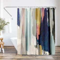 71x74 Abstract Shower Curtain With 12 Metal Grommets | Somber