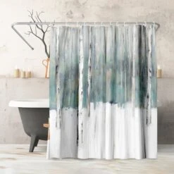 71x74 Abstract Shower Curtain With 12 Metal Grommets | Winters Trail
