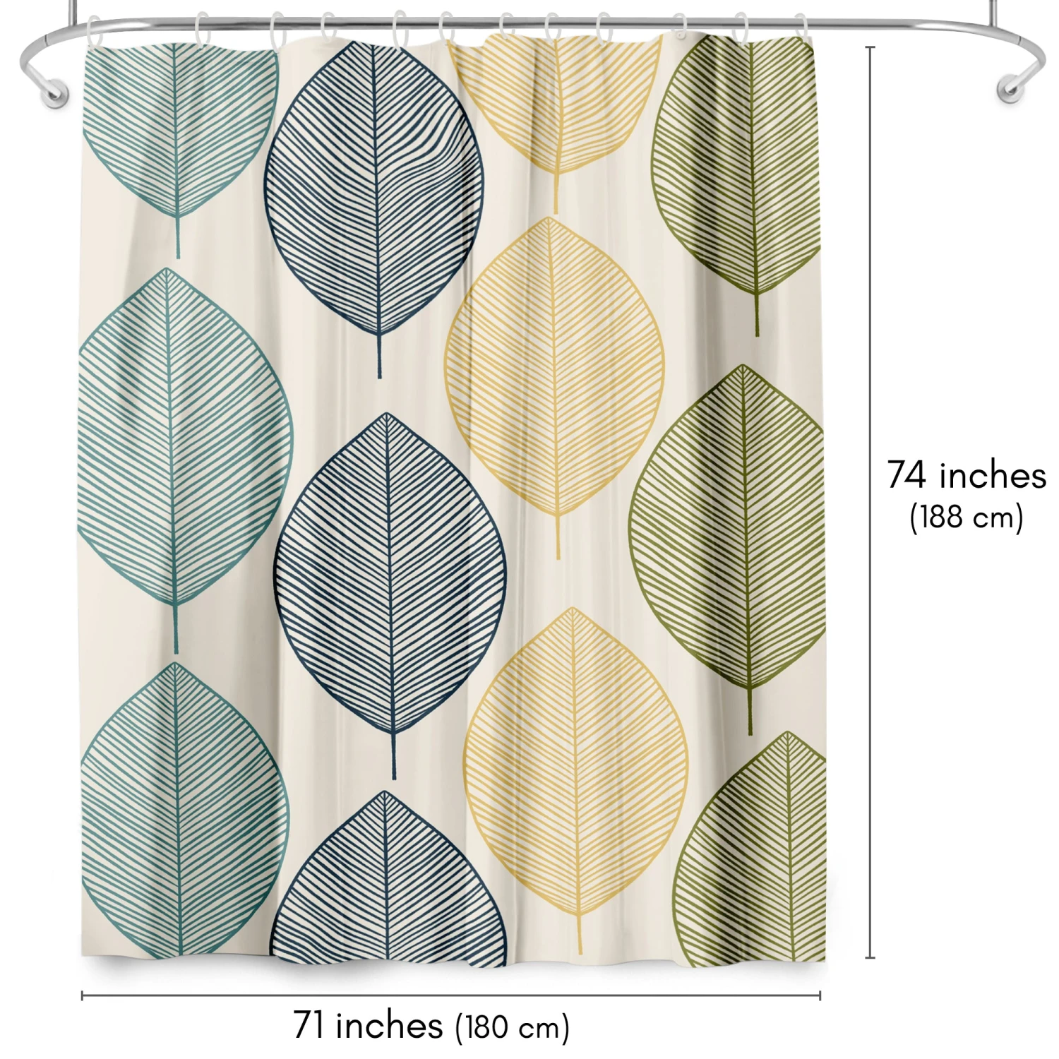71x74 Botanical Shower Curtain With 12 Metal Grommets | Multicolor - Image 2