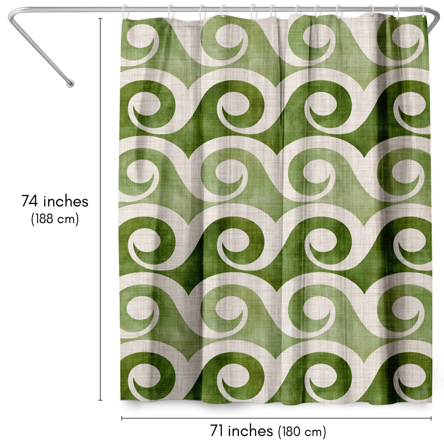 71x74 Abstract Shower Curtain With 12 Metal Grommets | Retro Waves - Image 2
