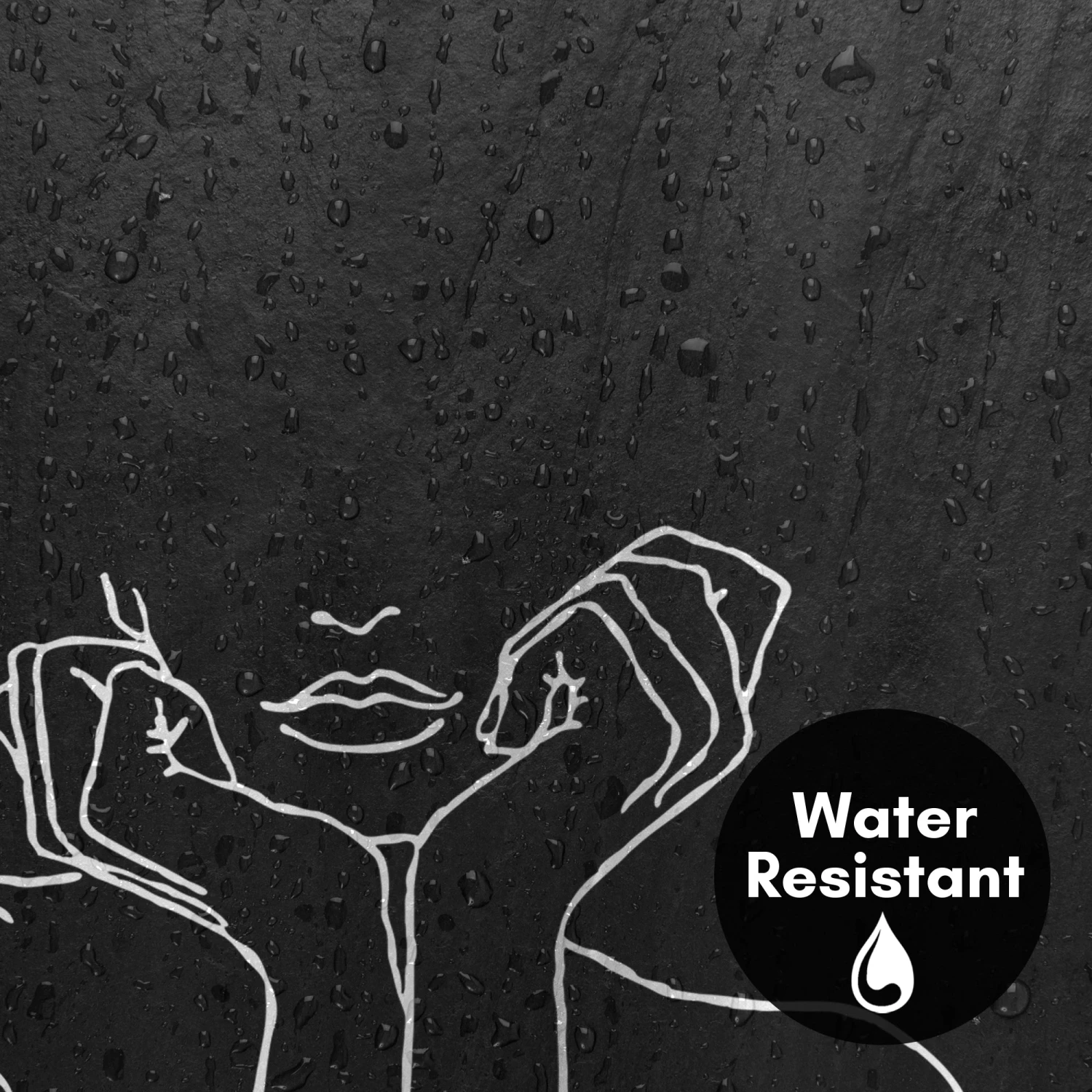 71x74 Decorative Shower Curtain With 12 Metal Grommets | Black - Image 3