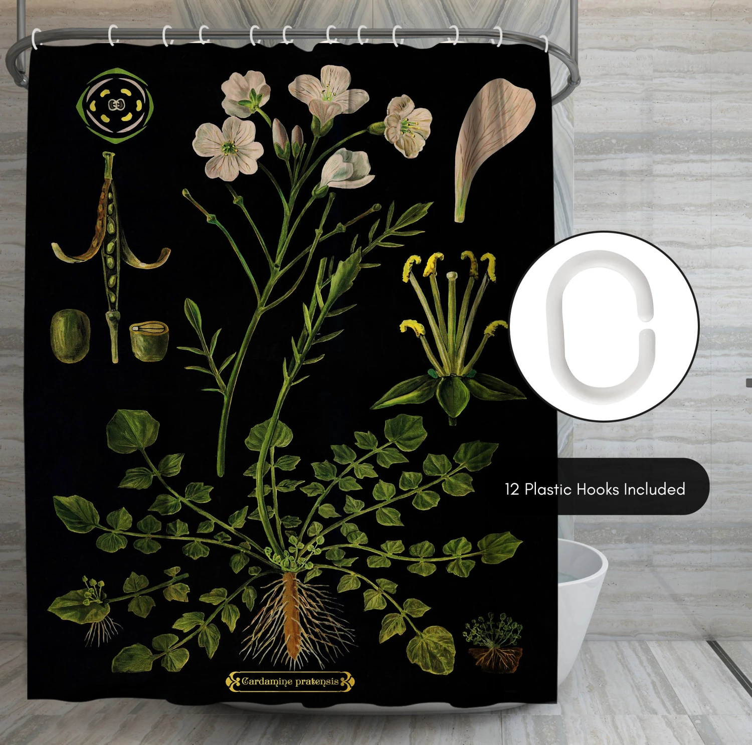 71x74 Botanical Shower Curtain With 12 Metal Grommets | Cuckoo Flower - Image 5