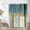 71x74 Abstract Shower Curtain With 12 Metal Grommets | Blue Batik