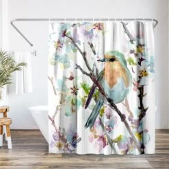 71x74 Shower Curtain With 12 Metal Grommets | Robin And Apricot Tree