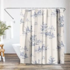 71x74 Shower Curtain With 12 Metal Grommets | Toile-Style