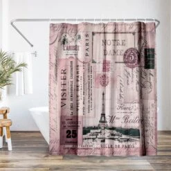 71x74 Shower Curtain With 12 Metal Grommets | Nostalgic Paris