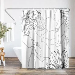 71x74 Shower Curtain With 12 Metal Grommets | Delicate Lines