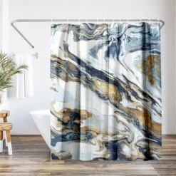 71x74 Abstract Shower Curtain With 12 Metal Grommets | Space Giant