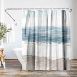 71x74 Abstract Shower Curtain With 12 Metal Grommets | Warm Waves