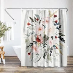 71x74 Shower Curtain With 12 Metal Grommets | Loose Bouquet