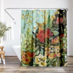 71x74 Floral Shower Curtain With 12 Metal Grommets | Vibrant Flowers