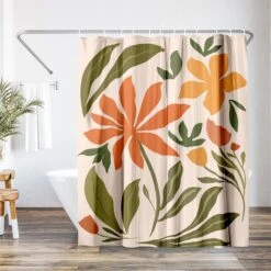 71x74 Shower Curtain With 12 Metal Grommets | Bold Floral Design