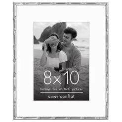 Americanflat Picture Frame With Mat | Bamboo-Style Molding | Shatter-Resistant Glass