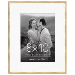 Americanflat Picture Frame With Mat | Rope-Style Textured Detailing | Shatter-Resistant Glass