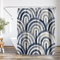71x74 Abstract Shower Curtain With 12 Metal Grommets | Modern Artistic Design