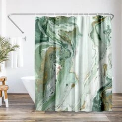 71x74 Marble Shower Curtain With 12 Metal Grommets