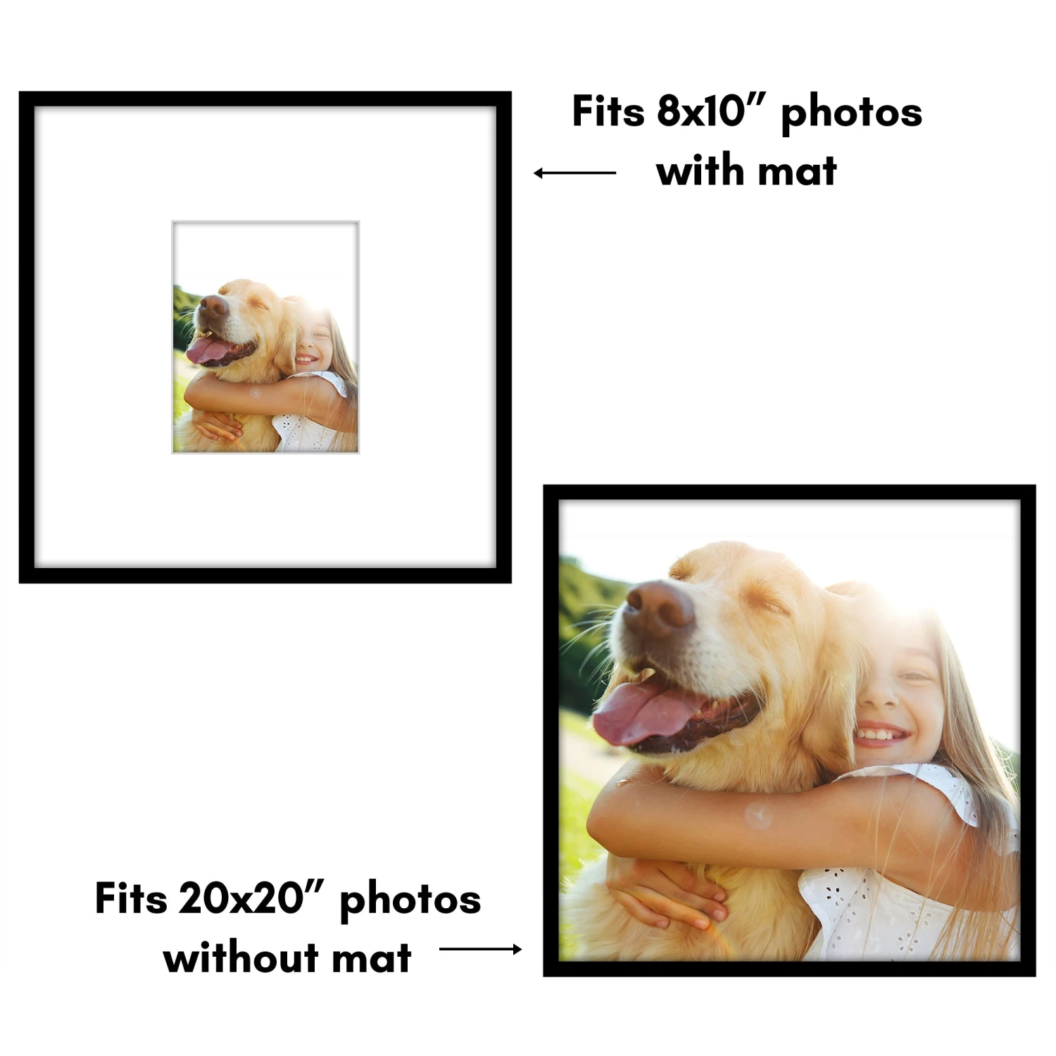 Americanflat 20x20 Picture Frame With Mat | Set Of 3 | Black Slim Molding - Image 4